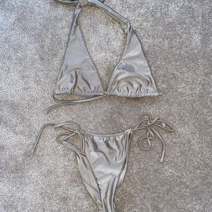 light brown silky two piece